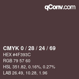 カラーコード: CMYK 0 / 28 / 24 / 69 | qconv.com