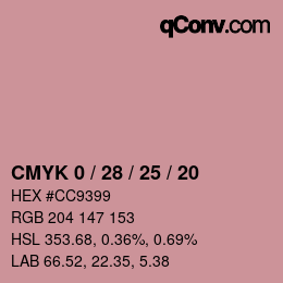 カラーコード: CMYK 0 / 28 / 25 / 20 | qconv.com