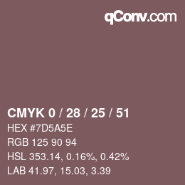 カラーコード: CMYK 0 / 28 / 25 / 51 | qconv.com
