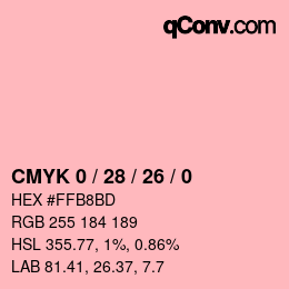 カラーコード: CMYK 0 / 28 / 26 / 0 | qconv.com