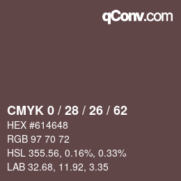 Color code: CMYK 0 / 28 / 26 / 62 | qconv.com