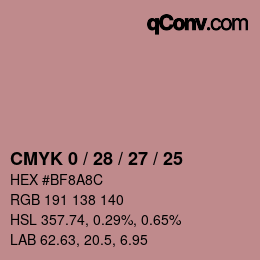 カラーコード: CMYK 0 / 28 / 27 / 25 | qconv.com
