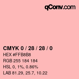 カラーコード: CMYK 0 / 28 / 28 / 0 | qconv.com