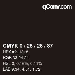 カラーコード: CMYK 0 / 28 / 28 / 87 | qconv.com