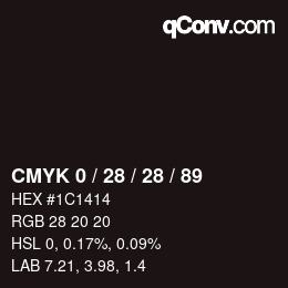 カラーコード: CMYK 0 / 28 / 28 / 89 | qconv.com