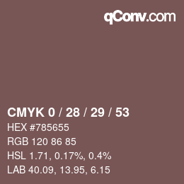 Color code: CMYK 0 / 28 / 29 / 53 | qconv.com