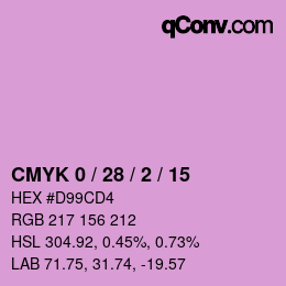 Farbcode: CMYK 0 / 28 / 2 / 15 | qconv.com