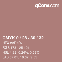 カラーコード: CMYK 0 / 28 / 30 / 32 | qconv.com