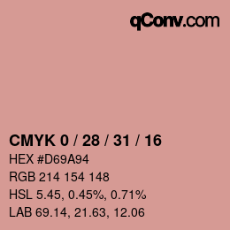 カラーコード: CMYK 0 / 28 / 31 / 16 | qconv.com