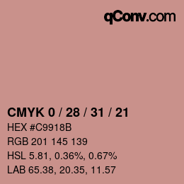 カラーコード: CMYK 0 / 28 / 31 / 21 | qconv.com