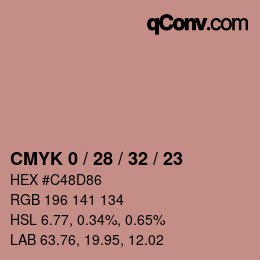 カラーコード: CMYK 0 / 28 / 32 / 23 | qconv.com