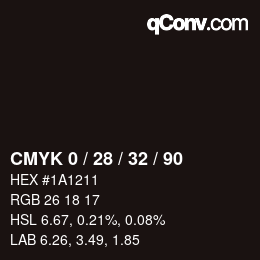 カラーコード: CMYK 0 / 28 / 32 / 90 | qconv.com