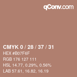 カラーコード: CMYK 0 / 28 / 37 / 31 | qconv.com