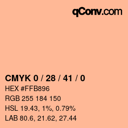 カラーコード: CMYK 0 / 28 / 41 / 0 | qconv.com