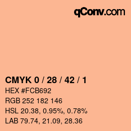 カラーコード: CMYK 0 / 28 / 42 / 1 | qconv.com