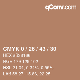 颜色代码: CMYK 0 / 28 / 43 / 30 | qconv.com