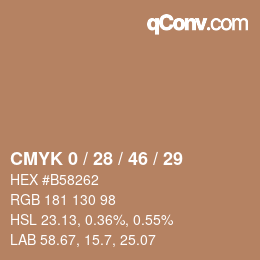 カラーコード: CMYK 0 / 28 / 46 / 29 | qconv.com