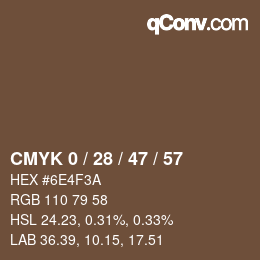 Color code: CMYK 0 / 28 / 47 / 57 | qconv.com