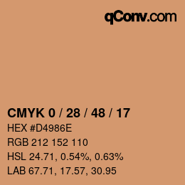Código de color: CMYK 0 / 28 / 48 / 17 | qconv.com