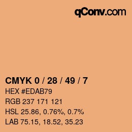 カラーコード: CMYK 0 / 28 / 49 / 7 | qconv.com