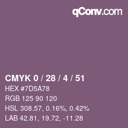 Farbcode: CMYK 0 / 28 / 4 / 51 | qconv.com