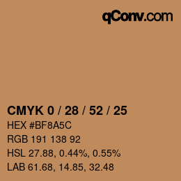 Color code: CMYK 0 / 28 / 52 / 25 | qconv.com