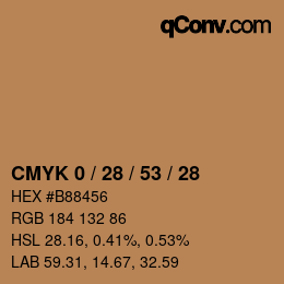 Farbcode: CMYK 0 / 28 / 53 / 28 | qconv.com