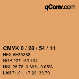 カラーコード: CMYK 0 / 28 / 54 / 11 | qconv.com