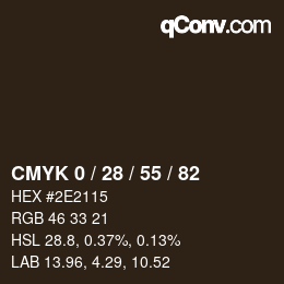 カラーコード: CMYK 0 / 28 / 55 / 82 | qconv.com