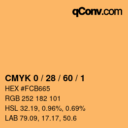 カラーコード: CMYK 0 / 28 / 60 / 1 | qconv.com