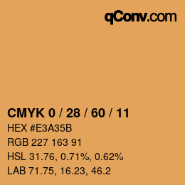 颜色代码: CMYK 0 / 28 / 60 / 11 | qconv.com