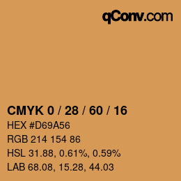 カラーコード: CMYK 0 / 28 / 60 / 16 | qconv.com