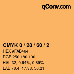 カラーコード: CMYK 0 / 28 / 60 / 2 | qconv.com