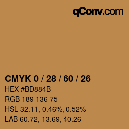 カラーコード: CMYK 0 / 28 / 60 / 26 | qconv.com