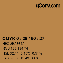 颜色代码: CMYK 0 / 28 / 60 / 27 | qconv.com