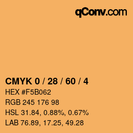 カラーコード: CMYK 0 / 28 / 60 / 4 | qconv.com