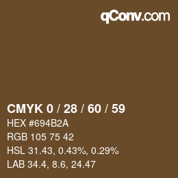 カラーコード: CMYK 0 / 28 / 60 / 59 | qconv.com