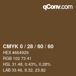 カラーコード: CMYK 0 / 28 / 60 / 60 | qconv.com