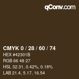 カラーコード: CMYK 0 / 28 / 60 / 74 | qconv.com