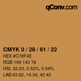 Color code: CMYK 0 / 28 / 61 / 22 | qconv.com