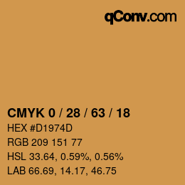 Color code: CMYK 0 / 28 / 63 / 18 | qconv.com