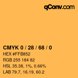 カラーコード: CMYK 0 / 28 / 68 / 0 | qconv.com