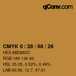 カラーコード: CMYK 0 / 28 / 68 / 26 | qconv.com