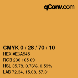 カラーコード: CMYK 0 / 28 / 70 / 10 | qconv.com