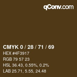 カラーコード: CMYK 0 / 28 / 71 / 69 | qconv.com