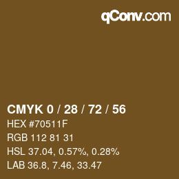 Farbcode: CMYK 0 / 28 / 72 / 56 | qconv.com