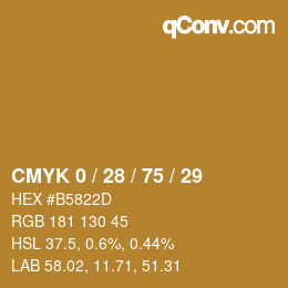 カラーコード: CMYK 0 / 28 / 75 / 29 | qconv.com