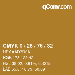 Color code: CMYK 0 / 28 / 76 / 32 | qconv.com