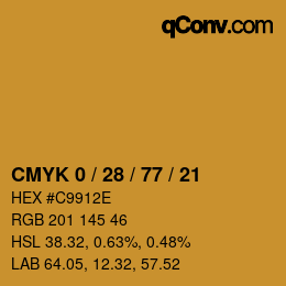Código de color: CMYK 0 / 28 / 77 / 21 | qconv.com