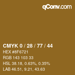 カラーコード: CMYK 0 / 28 / 77 / 44 | qconv.com
